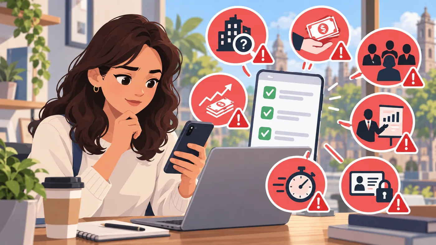 Persona revisando una vacante y sus señales de alerta en internet